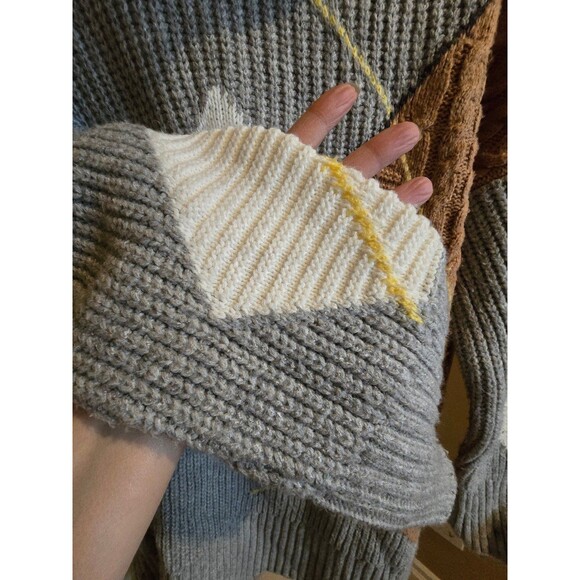 River Island gray patterned chunky turtle neck sweater size small - Picture 5 of 10